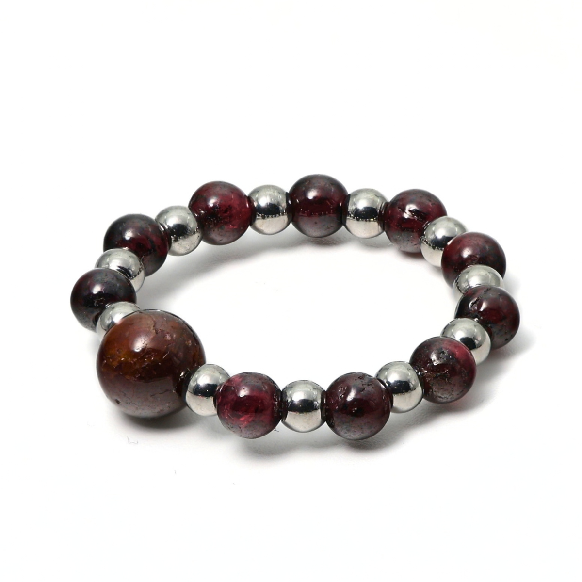 Alba Edelstein Ring – Elastischer Kugelring & Versilberter Edelstahl